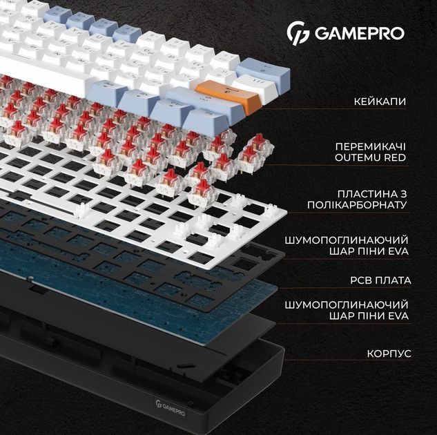 Клавіатура GamePro MK130R Red Swich Hot-Swap RGB Black Сірий Харків - фото 12