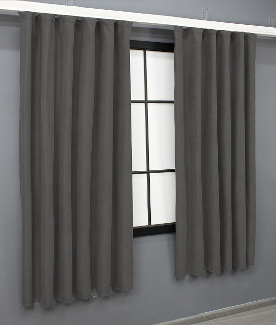 Комплект коротких штор VR-Textil Мікровелюр Petek № 1484ш Сірий 130х170 см 2 шт (35-0218) Київ - фото 3