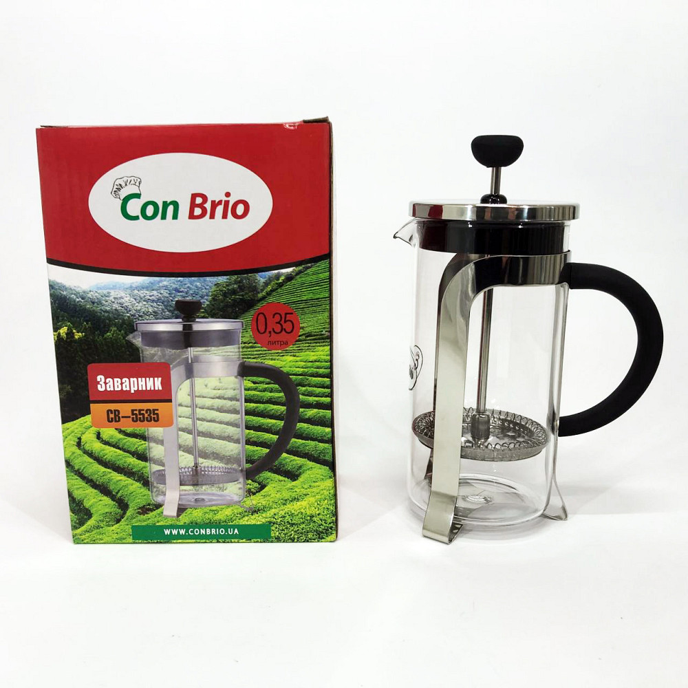 Френч-пресс из качественого материала Con Brio CB-5535 350 мл, Качественный заварочный чайник с прессом EV-34 Львов - изображение 6