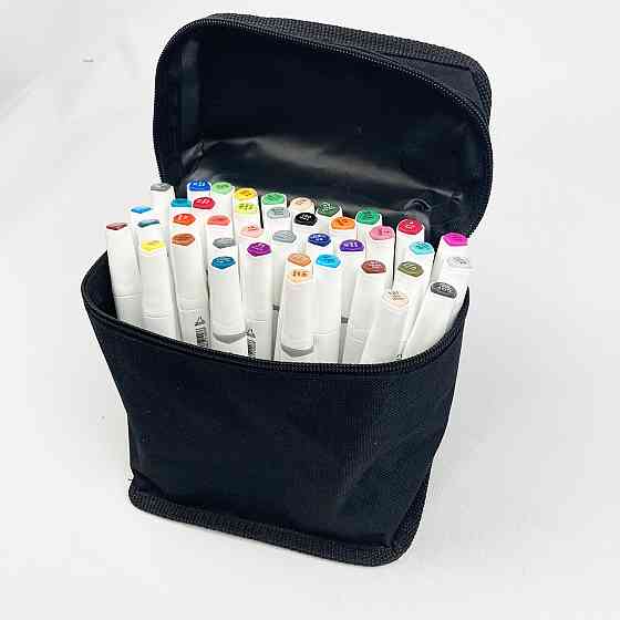 Набір професійних двосторонніх маркерів для скетчинга в чохлі Rich New 40 штук, Набір для скетчів Кам'янець-Подільський