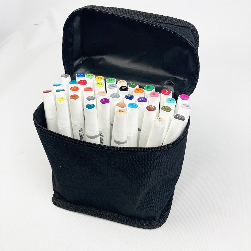 Набір професійних двосторонніх маркерів для скетчинга в чохлі Rich New 40 штук, Набір для скетчів Кам'янець-Подільський - фото 3