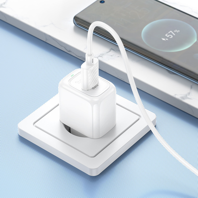 Мережевий зарядний пристрій з кабелем HOCO CS52A Surplus single-port QC3.0 charger set(Type-C) White Одеса - фото 8