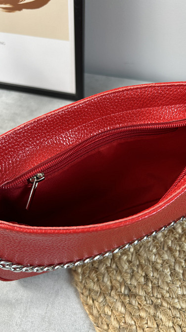 Женская кожаная сумочка, Стильная сумка из натуральной кожи, Маленькая красная сумка на плечеMasterSem Киев - изображение 3
