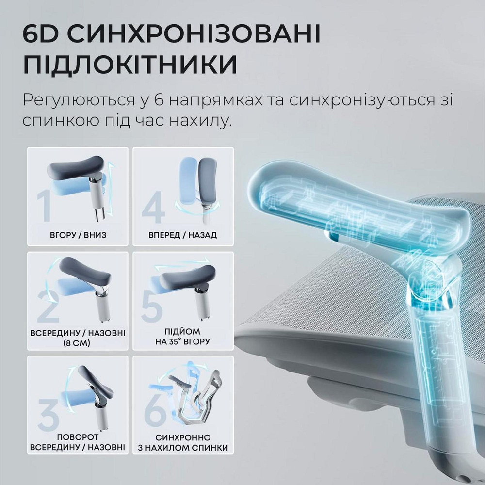 Крісло офісне Sihoo Doro C300 Pro Mesh White (DORO-C300-PRO-M102) ( 11715 ) Харків - фото 7