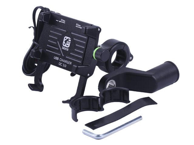 Держатель телефона M6S алюминий черный, с беспроводной зарядкой, с креплением на руль, Kewiq Мукачево - изображение 1