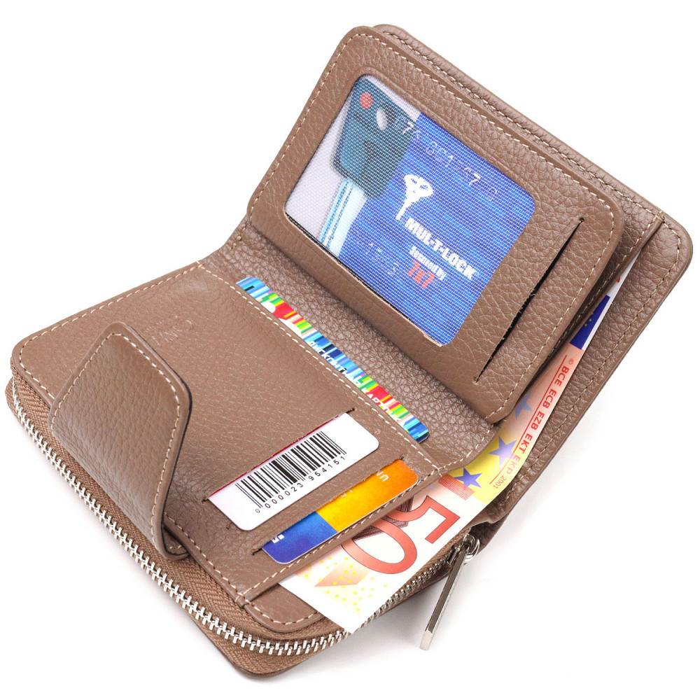 Надійне вертикальний портмоне для жінок з монетницею на блискавці з натуральної шкіри флотар CANPELLINI 21606 Бежеве Київ - фото 7