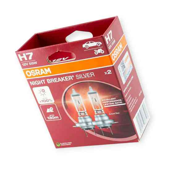 Автолампа 12V 55 W OSRAM Silvestsr Night Breaker Silver 100% (пара) картон H7 Мукачево