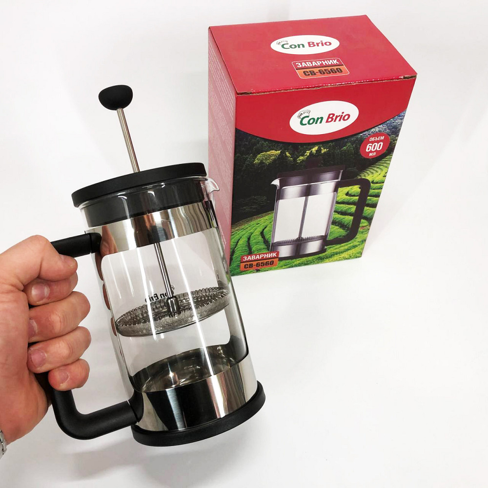 Скляний заварник Con Brio CB-6560 600 мл, Френч-прес для міцної кави, Френч-прес для кави до кавоварки UA-46 Івано-Франківськ - фото 10