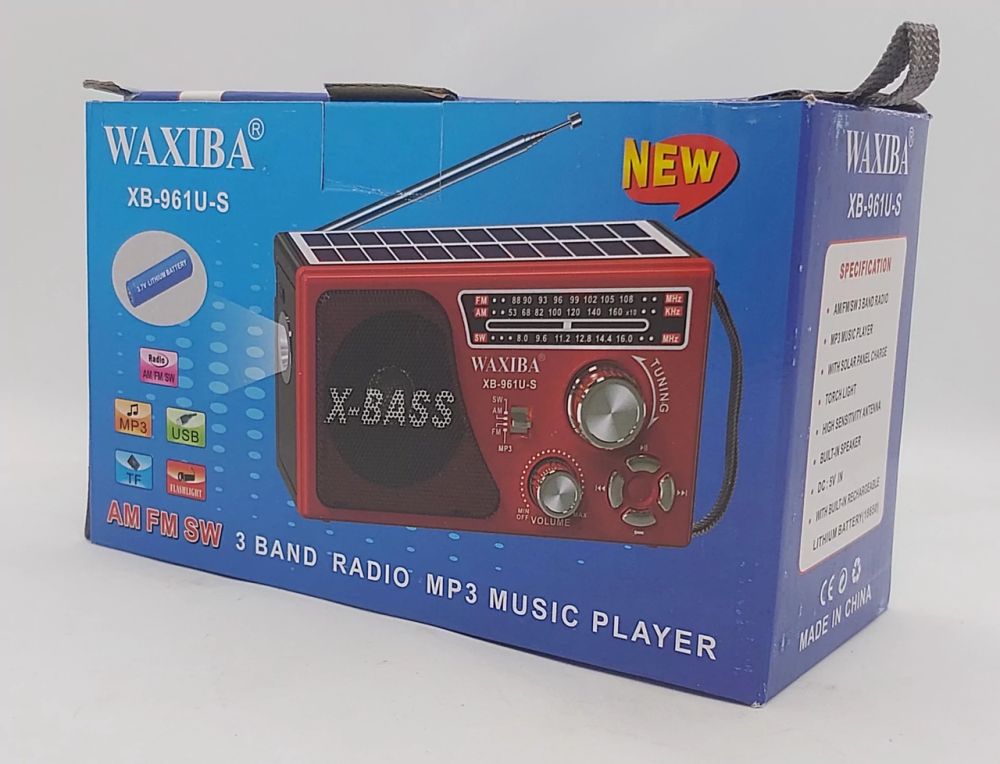 Портативний радіоприймач із сонячною панеллю та ліхтарем Waxiba XB-961U-S Вінниця - фото 5