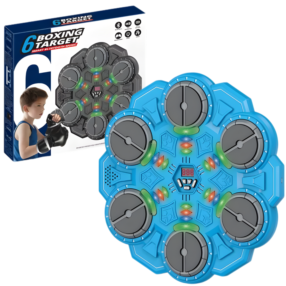 Тренажер для боксу на 6 цілей з рукавичками дитяча мішень, акумуляторний музичний з Bluetooth колір блакитний Кам'янець-Подільський - фото 5