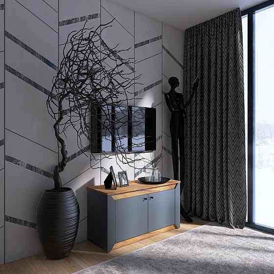 Тумба 2-х дверна закрита Еверест Нордік-980 98х38х53 см Графіт + Дуб крафт золотий (DTM-5526) Львів