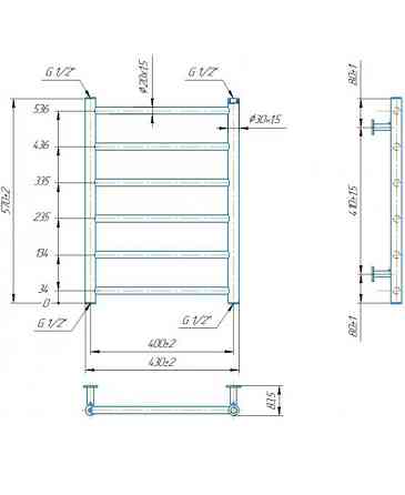 Водяной полотенцесушитель Mario INOX Флет 570х430/400 Киев