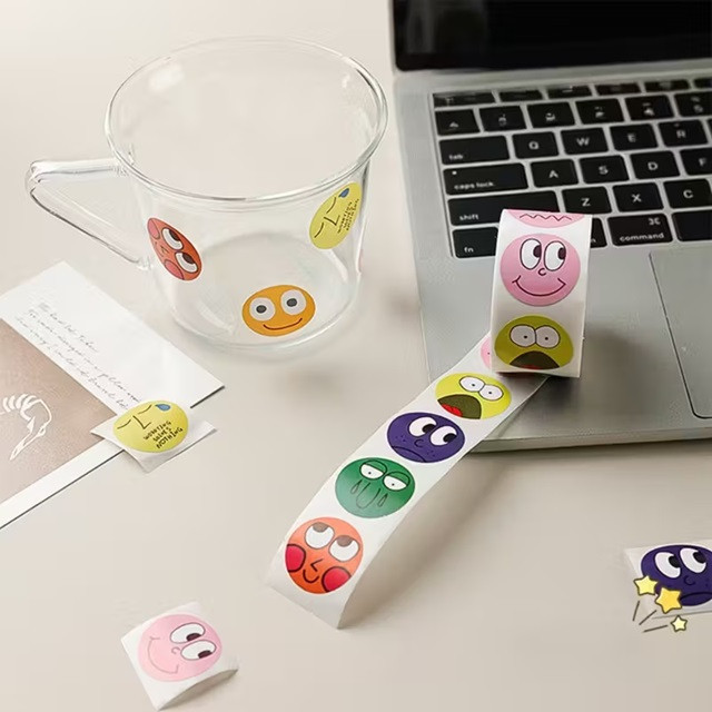 Набор круглых стикеров «Настроение» – 500 шт, 8 дизайнов, для упаковки и дневников Киев - изображение 2