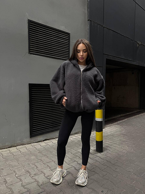 Жіночий повсякденне тепле хутряне хутро тенди Графіт Одеса - фото 2