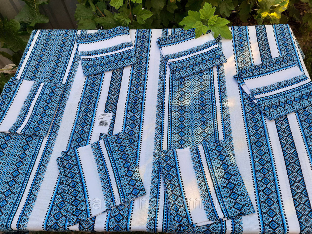 Скатертина вишита в синьому кольорі Київ - фото 10