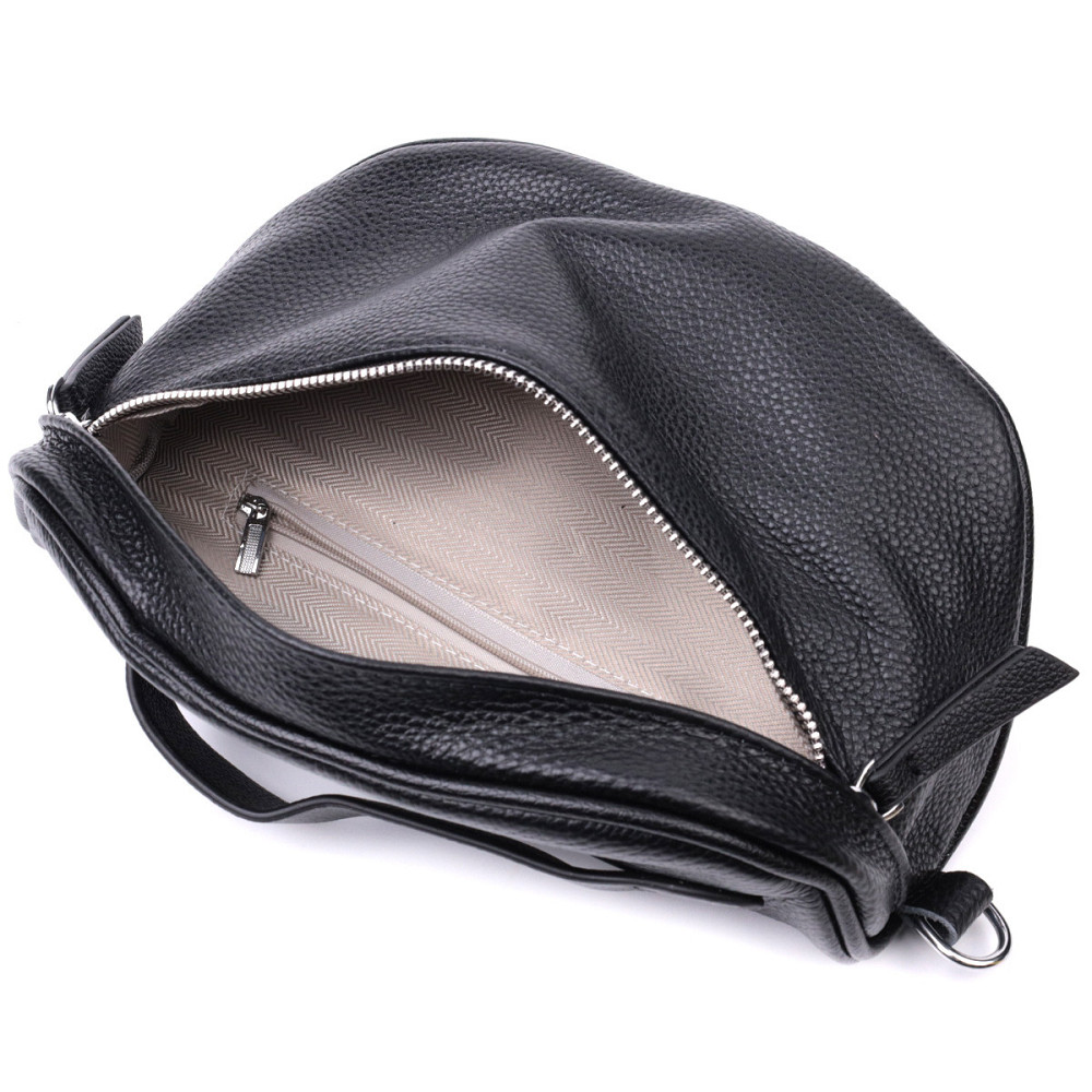 Жіноча сумка через плече в класичному кольорі з натуральної шкіри Vintage 22655 Чорний Київ - фото 9