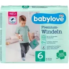 Преміум підгузники babylove 6, XXL 16-20 kg, 32 шт. (Німеччина) Львів