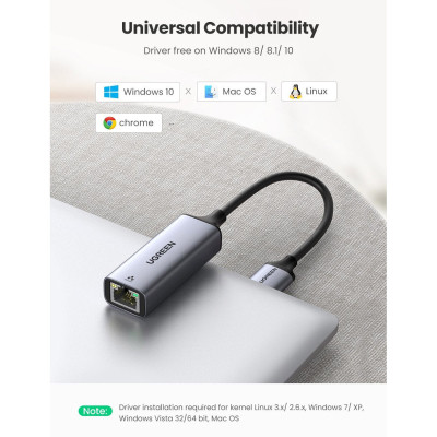 Перехідник USB 3.0 to Ethernet RJ45 1000 Mb CM209 Ugreen (50922) Вінниця - фото 7