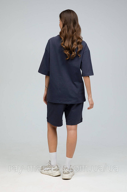 Костюм футболка оверсайз и шорты RAY BASIC темно-серый женский (U1801W-Dark Grey) Киев - изображение 4