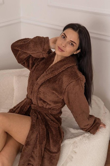 Жіночий халат Теді з махри велсофт Шоколадний, L/XL Харків - фото 4