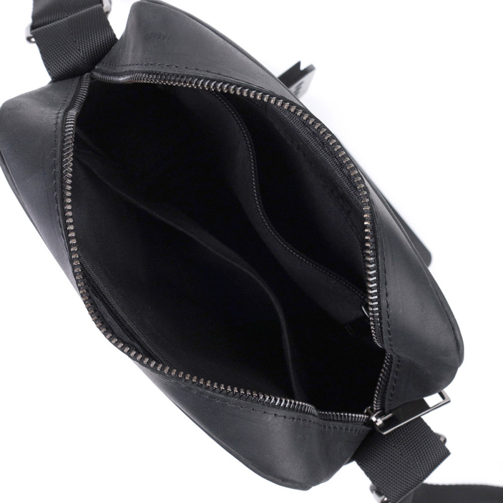 Мужская сумка через плечо из матовой натуральной кожи Shvigel 22848 Черная Киев - изображение 5