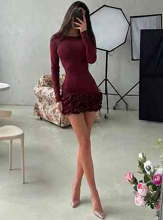 Женское стильное мини-платье из итальянского трикотажа Бордо, 40/42 Одесса