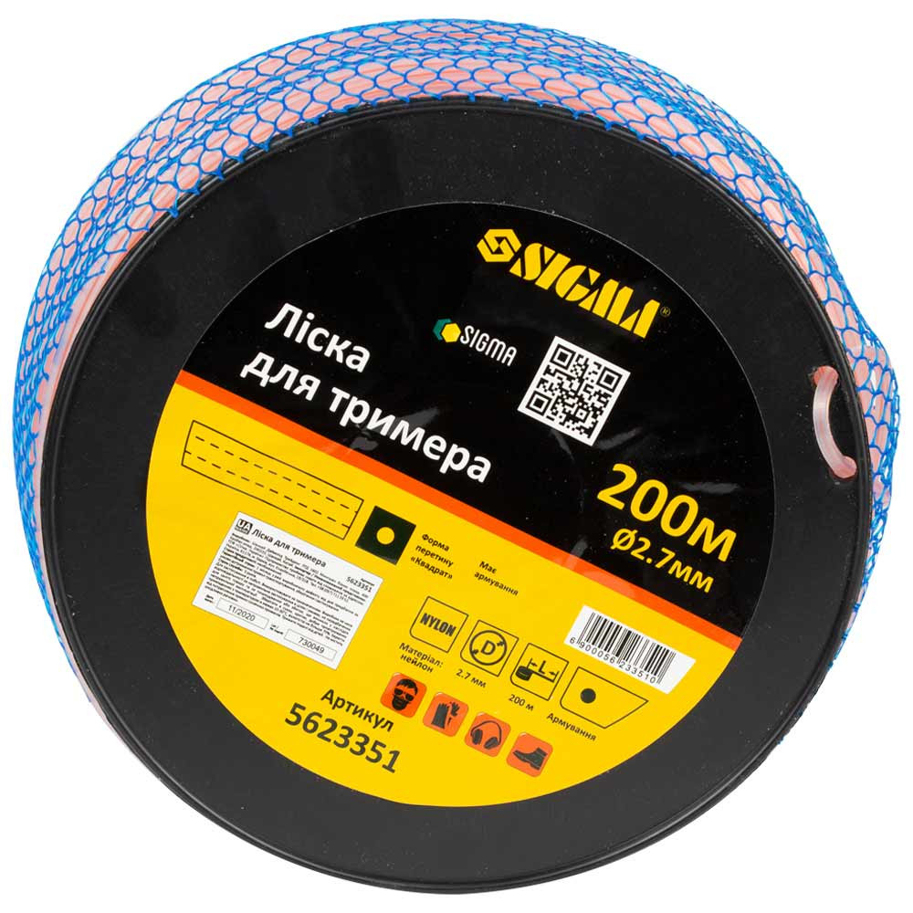 Sigma Леска для триммера армированный квадрат Ø2.7мм 200м катушка SIGMA (5623351) Киев - изображение 1