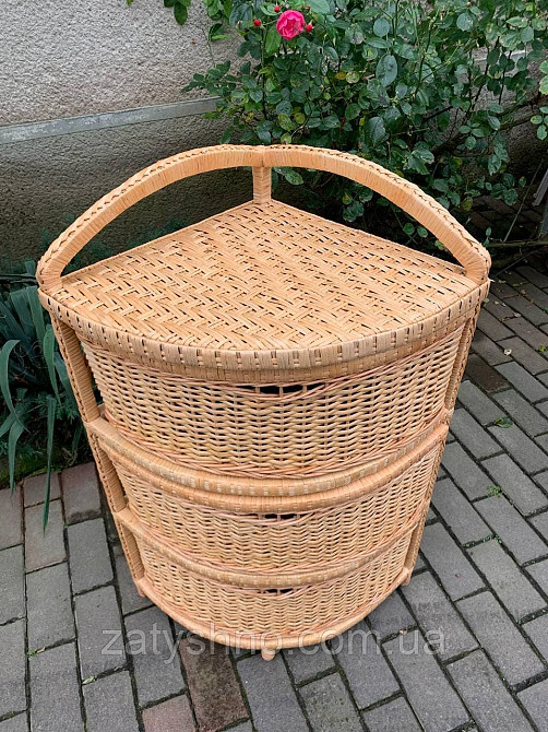 Кутовой комод плетеный из лозы  на 3 яруса натуральный Киев - изображение 5