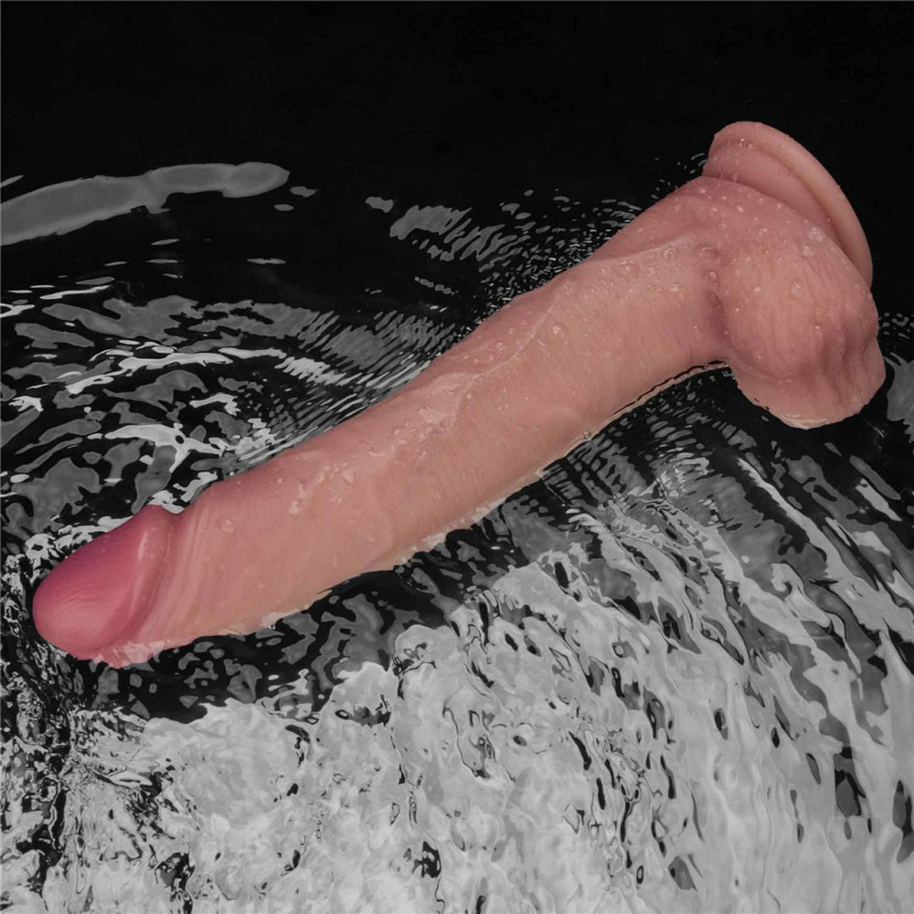 Реалістичний вібратор - Vibrating Sliding Skin Pro II Dual Layer Silicone Dong 10" Flesh Sex Aura Київ - фото 9
