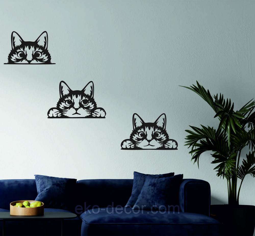 Декоративное настенное 3D Панно «Кот» Декор на стену с объемом (цена за 1 шт) 70*45 см, Черный Киев - изображение 7