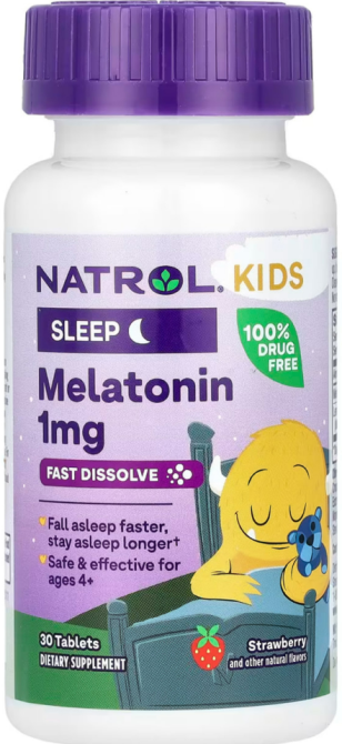 Мелатонин для детей жевательный Natrol Melatonin Fast Dissolve 30 таб со вкусом. Київ - фото 1