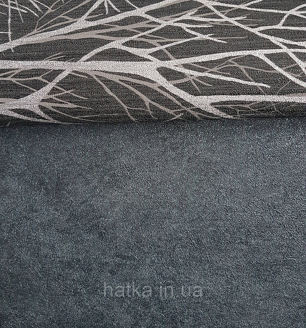 Шпалери вінілові на флізеліні Sintra Atmosphere під штукатурку однотонні чорні зі сріблом 512166 Київ - фото 3