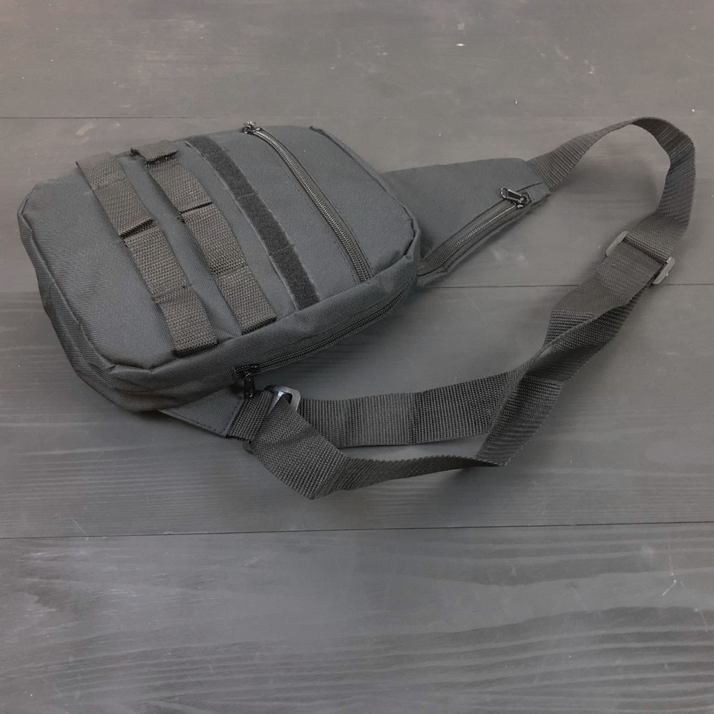 Чоловіча сумка-слінг з кордури на одне плече чорна Idea Нагрудна чоловіча сумка слінг чорна Київ - фото 6