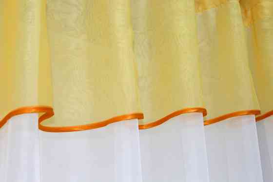 Кухонная занавеска VR-Textil № 047к желтый с белым 270х170 см (50-837) Киев
