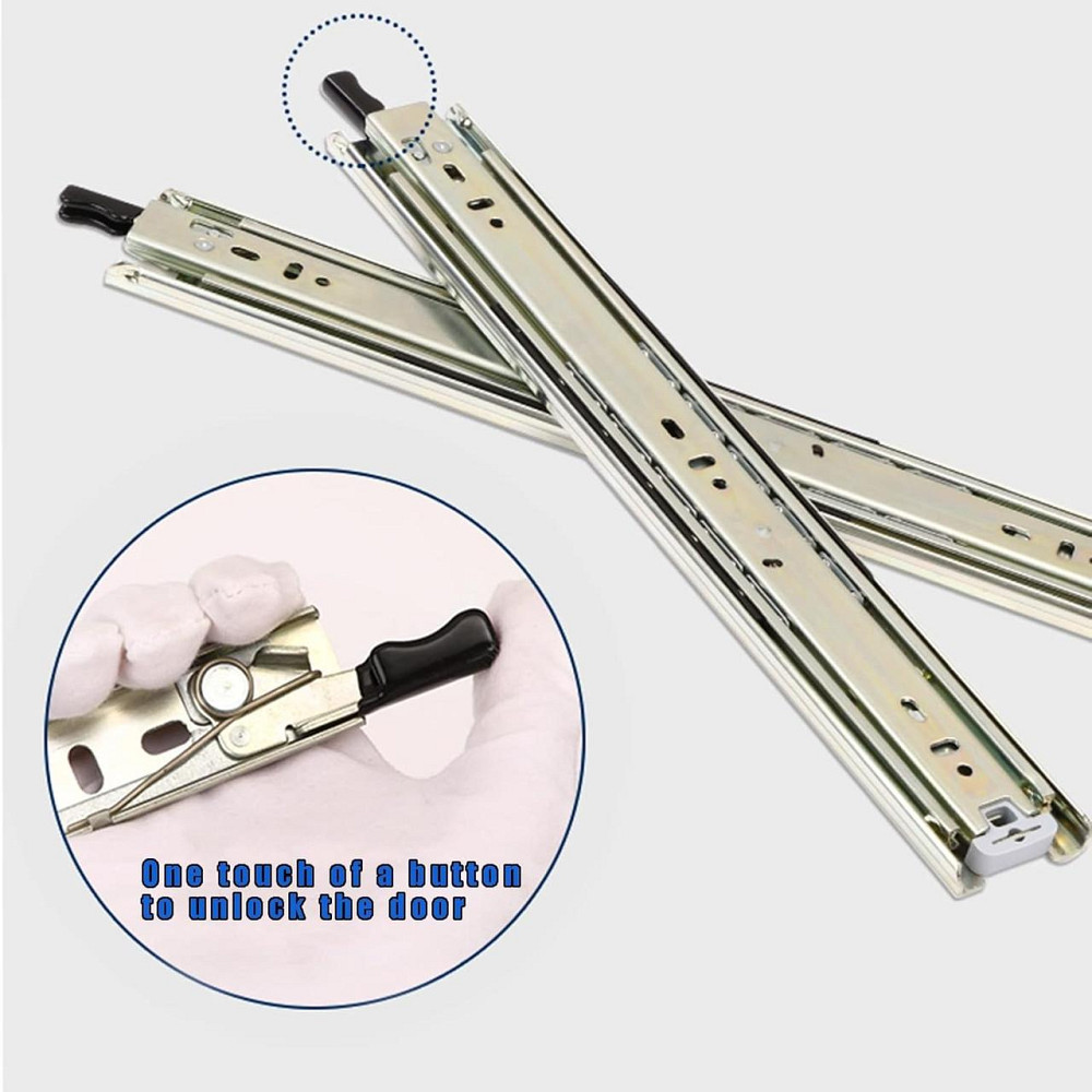 Направляющие для ящиков GUAWJRZDP 123456 цинковые полного выдвижения 300 мм шариковые тяжелые с замком для Киев - изображение 7