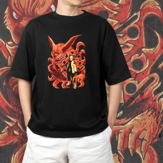 Футболка для підлітка хлопчика з принтом Наруто Наруто і Дев'ятихвостий Розмір 160 Anime10317 Дніпро