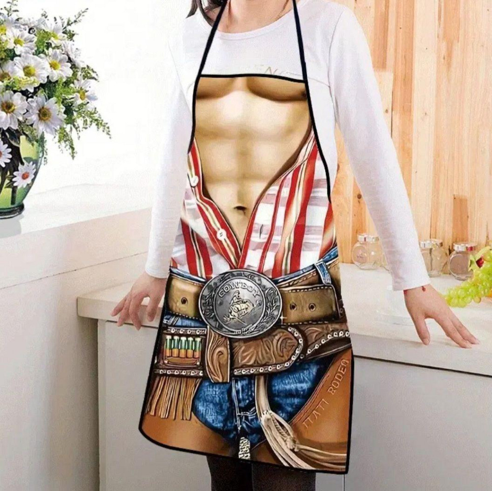 Фартук с приколом Ковбой 73 на 57 см разноцветный Киев - изображение 3