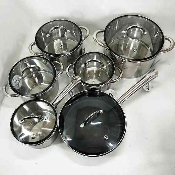 Набір каструль з антипригарним внутрішнім покриттям 12, Набір каструль з антипригарним дном HT-90 Івано-Франківськ