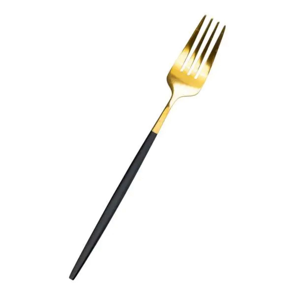 Yiwu Набір столових виделок 6 штук виделка столова з нержавіючої сталі 21.5 см Чорний із золото Киев - изображение 2