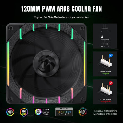 Кулер для корпуса Gamemax Tornado T12 ARGB Винница - изображение 9