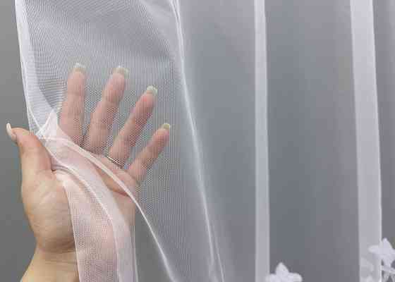 Тюль фатин с вышивкой цвет белый 1820т Киев