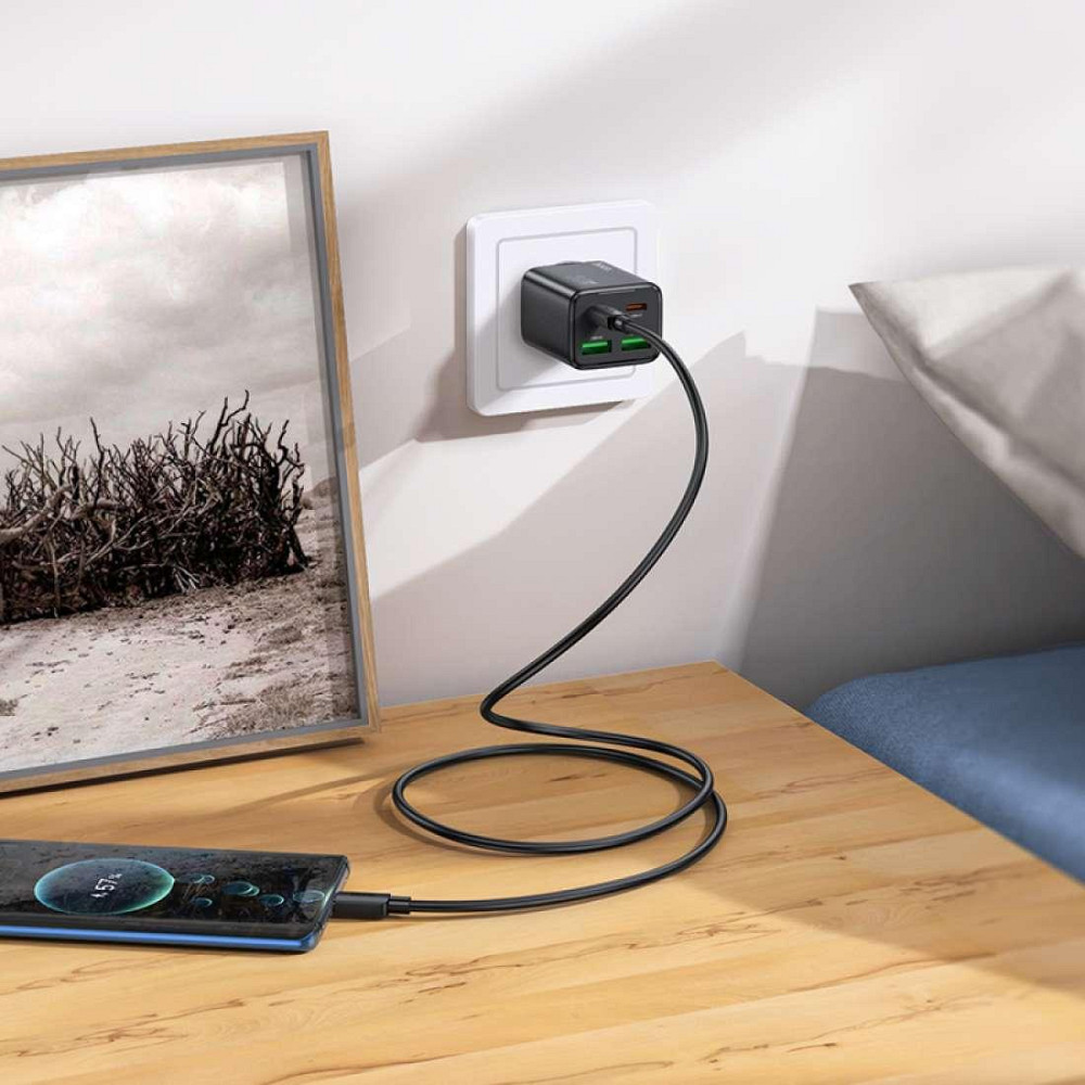 Сетевое зарядное устройство HOCO N56 Fundador four-port PD30W(2C2A) charger(EU) Black Одесса - изображение 5