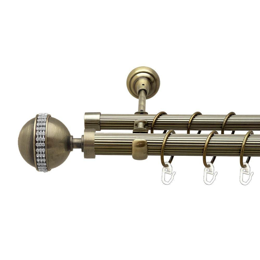 Карниз Orvit Авея металевий дворядний відкритий рифлена труба кільце металеве Антик 25\19 мм 200 см Львов - изображение 1