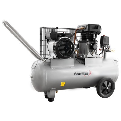 Компресор Sigma двоциліндровий ремінний 2.5кВт 335л/хв 10бар 50л (2 крана) (7044121) Вінниця - фото 8