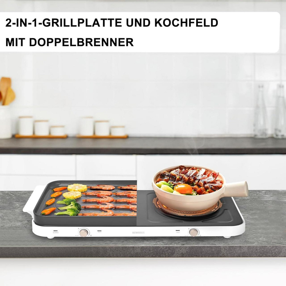 Електрична плита AEWHALE HP-2000 Чорний 2000W (1000+1000W) керамічна гриль панель знімна двозонна портативна Київ - фото 7