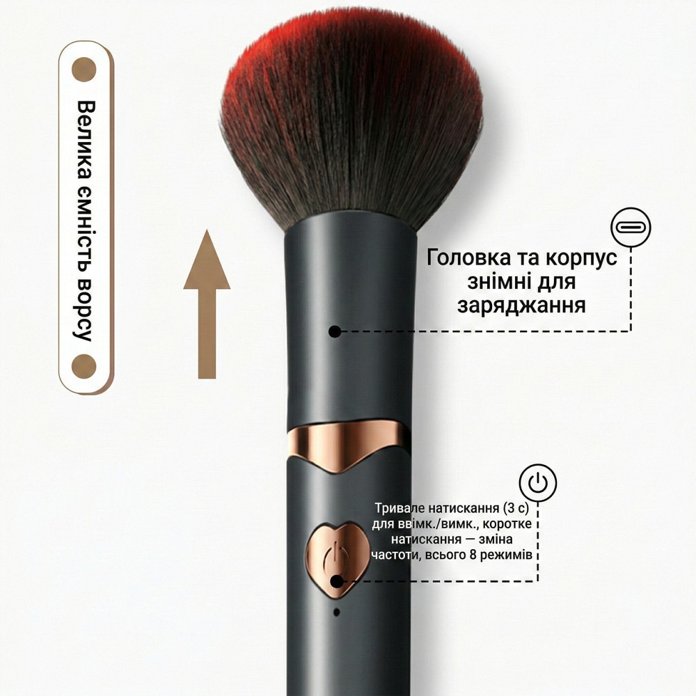 Вібратор пензлик 2-в-1 комбінований 8 режимів стимуляції акумуляторний 15.7 см Чорний Вінниця - фото 4