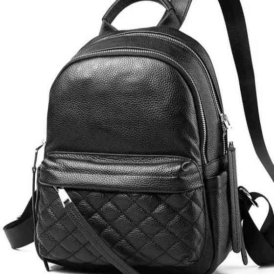 Жіночий шкіряний рюкзак міський 35х26х17, наплічник з натуральної шкіри, чорний Київ