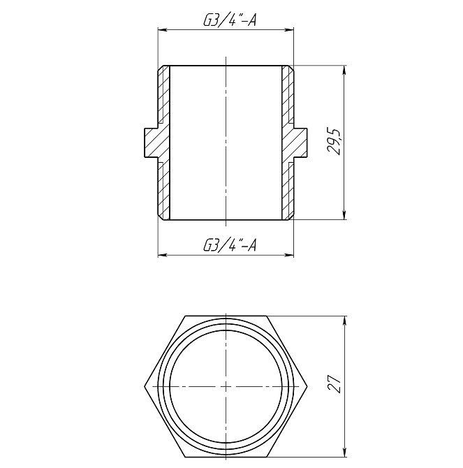 Ніпель 3/4″ЗЗ латунний LN442S OPTIMUM Киев - изображение 3