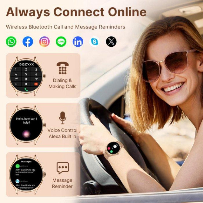 Жіночий розумний наручний годинник Smart Milano Gold Rubber 2 ремінці Вінниця - фото 7