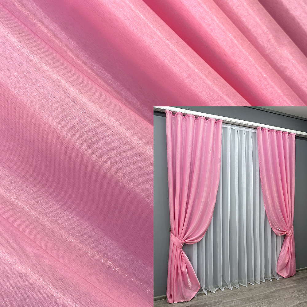 Комплект готовых штор VR-Textil Атлас Монорей № 1749ш Розовый 150х270 см 2 шт (33-0705) Киев - изображение 1